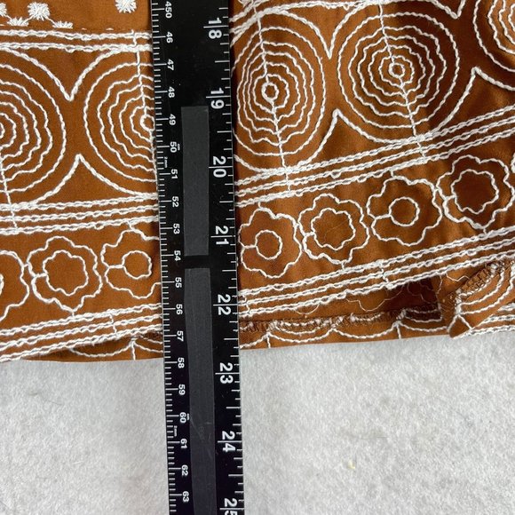 NWT NANETTE LEPORE Womens 4 Brown Multi Pattern Faux Wrap Lined Cotton Skirt - Picture 6 of 11